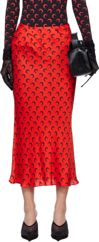 Photo: Marine Serre Red Moon Satin Midi Skirt
