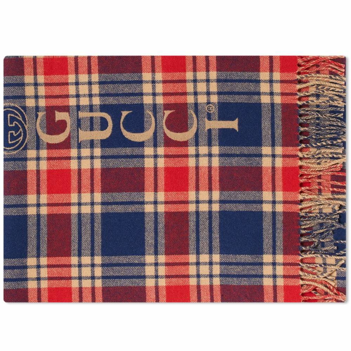 Photo: Gucci Tartan Double Faced Logo Scarf