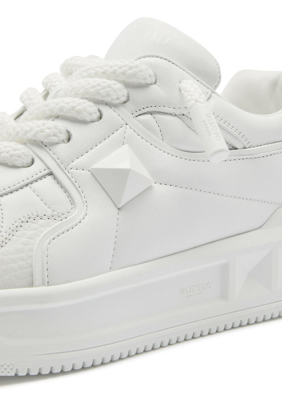 Valentino One Stud Panelled Leather Sneakers White