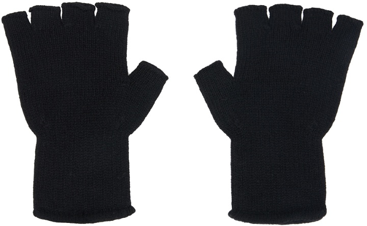 Photo: The Elder Statesman SSENSE Exclusive Black Heavy Fingerless Gloves