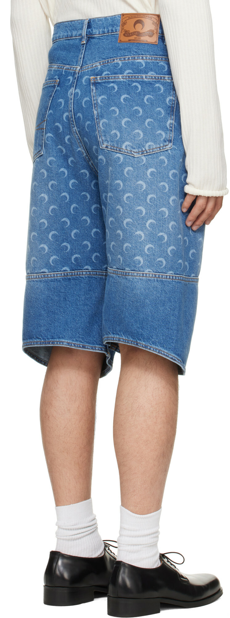 Marine Serre Blue Denim Bermuda Shorts