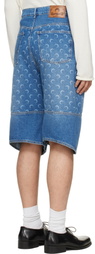 Marine Serre Blue Denim Bermuda Shorts