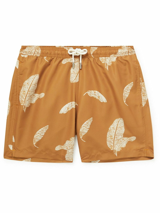 Photo: Mr P. - Straight-Leg Mid-Length Printed Swim Shorts - Metallic