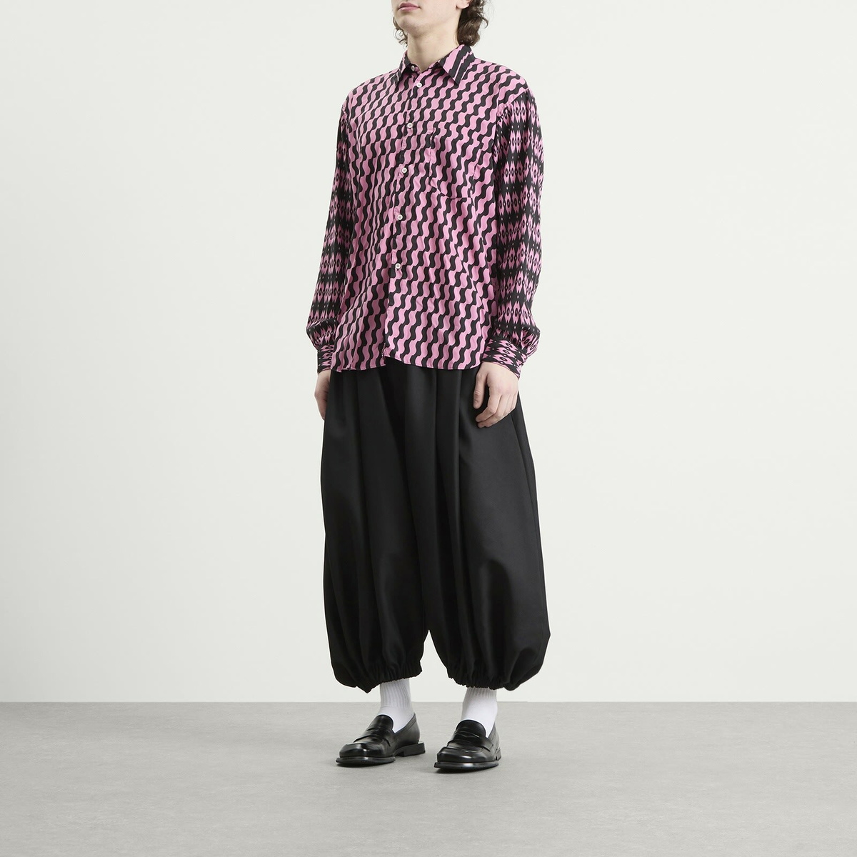 Comme des Garçons Homme Plus Men's Printed Long Sleeve Shirt in Pink