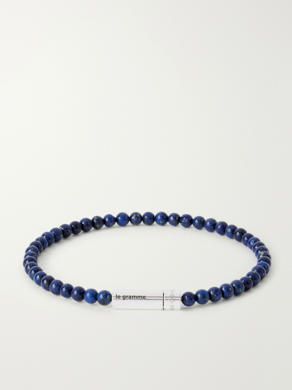 Le Gramme - 11g Sterling Silver Lapis Lazuli Beaded Bracelet - Blue