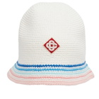 Casablanca Women's Striped Crochet Hat in White 