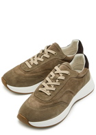 Jude Llow Maison Panelled Grained Leather Sneakers Taupe