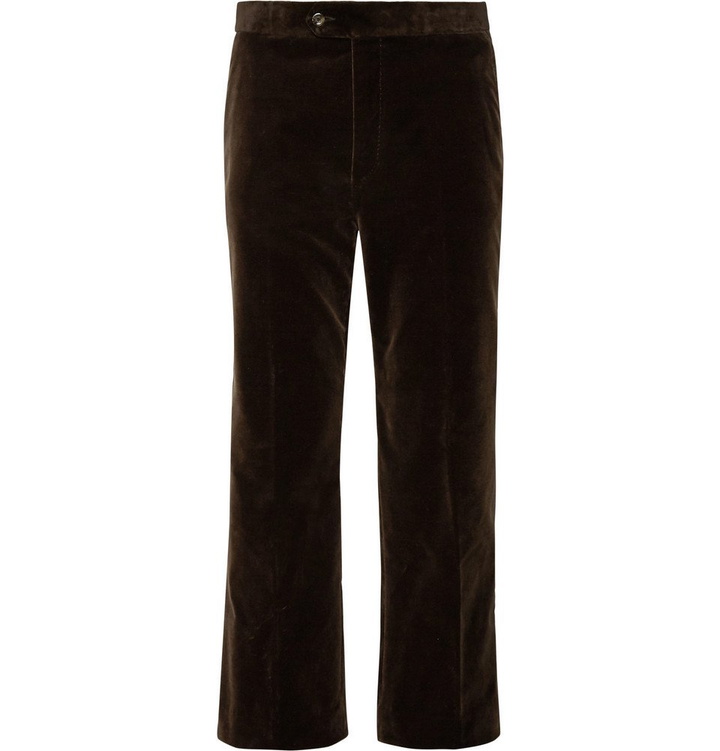 Photo: Gucci - Wide-Leg Cropped Cotton-Velvet Trousers - Men - Dark brown