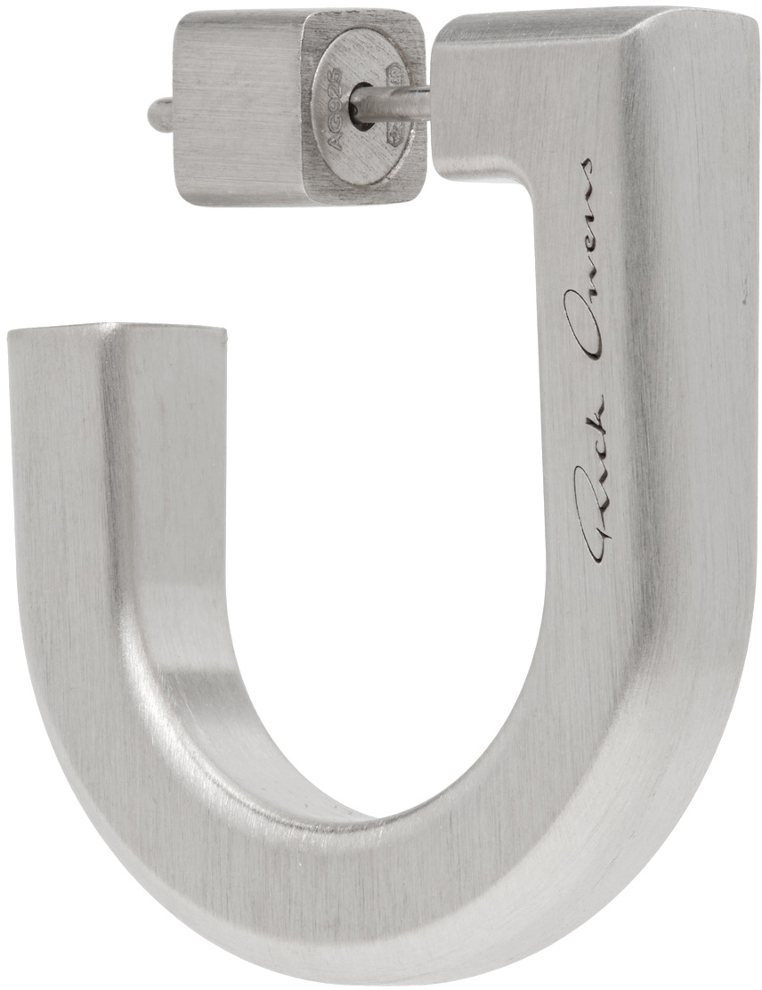 Rick Owens Silver Porterville Dring Single Earring