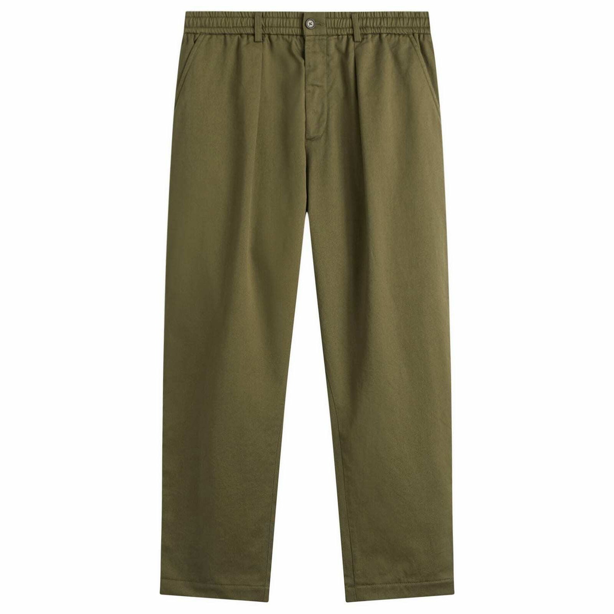 Universal Works Men's Twill Pleated Track Pant in Light Olive