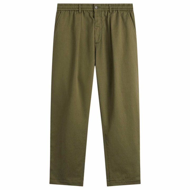 Photo: Universal Works Men's Twill Pleated Track Pant in Light Olive