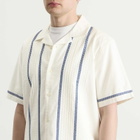 Wax London Men's Didcot Pintuck Vacation Shirt in Ecru/Blue