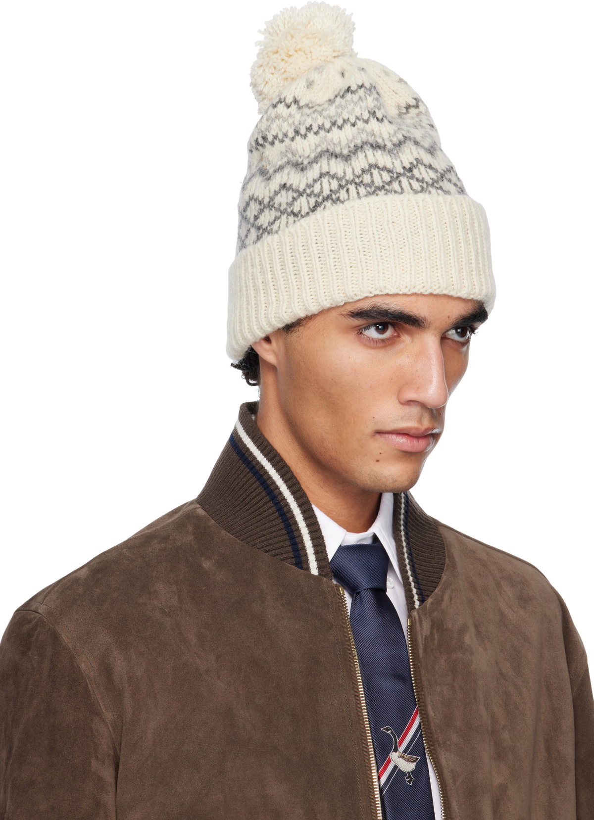 Thom Browne Off-White Fair Isle Jersey Float Jacquard Beanie