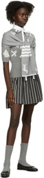 Thom Browne Grey Intarsia Hector Icon Half Drop 4-Bar Scarf
