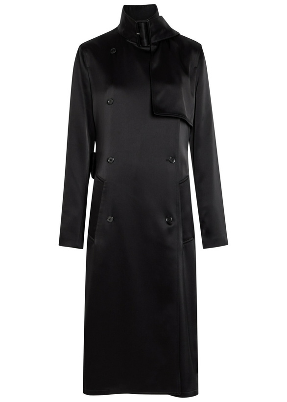 Photo: Courrèges Double-breasted Satin Trench Coat Black