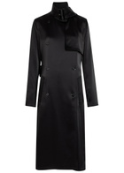 Courrèges Double-breasted Satin Trench Coat Black
