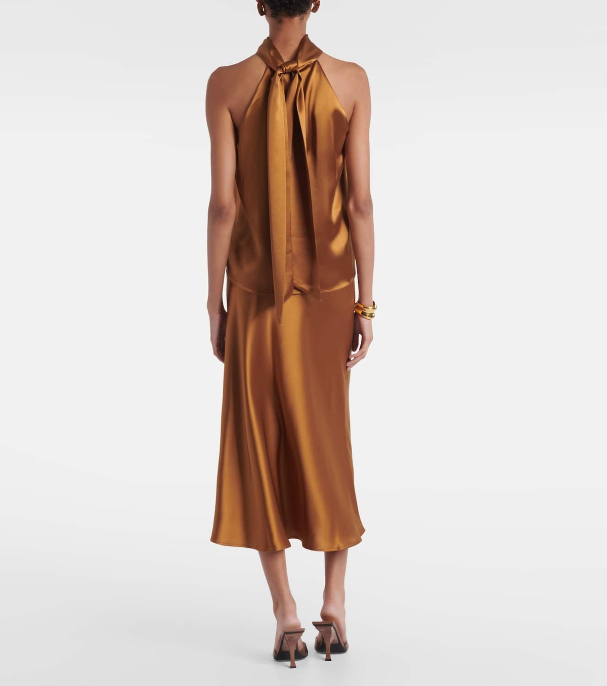 Galvan Sienna halterneck satin top