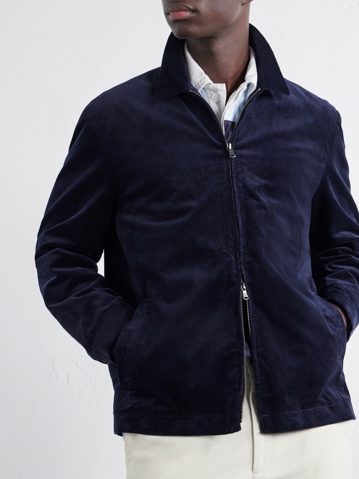 Sunspel - Cotton-Blend Corduroy Blouson Jacket - Blue