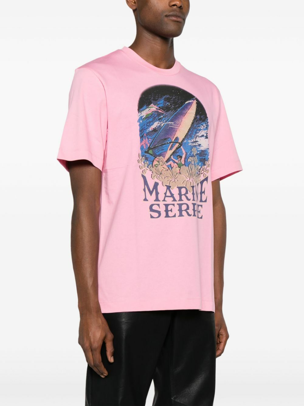 Marine Serre Pink Logo-Print Organic Cotton T-Shirt Marine Serre