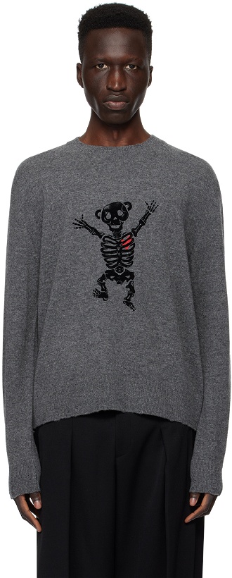 Photo: We11done Gray Bolt Teddy Sweater