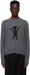 We11done Gray Bolt Teddy Sweater