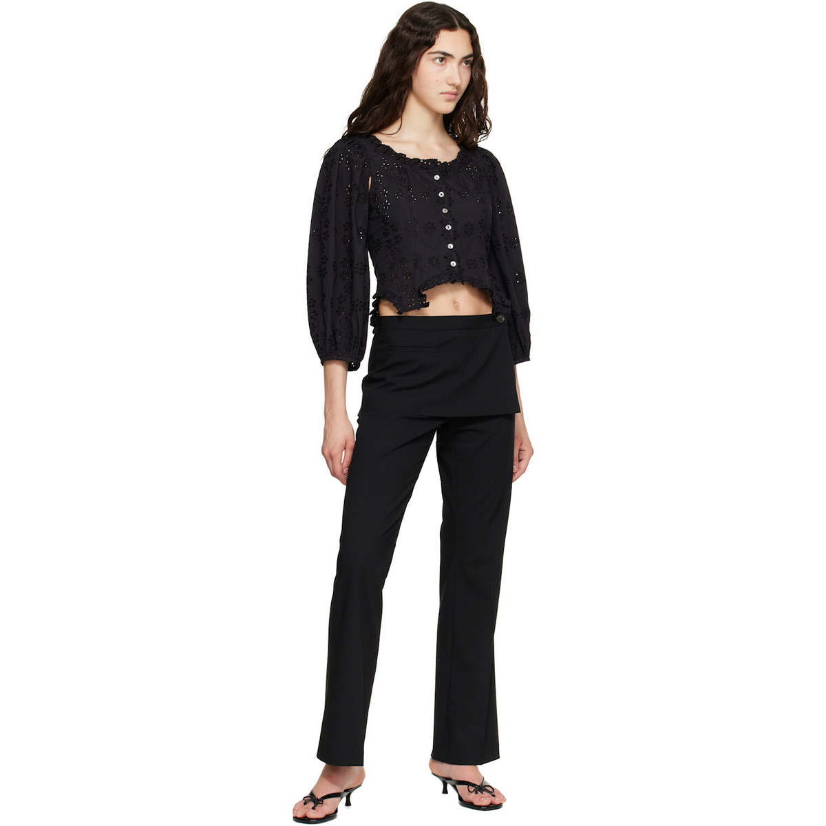 Sandy Liang Black Palisade Blouse