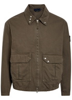 Stone Island Patch Pocket Denim Bomber Jacket Burgundy