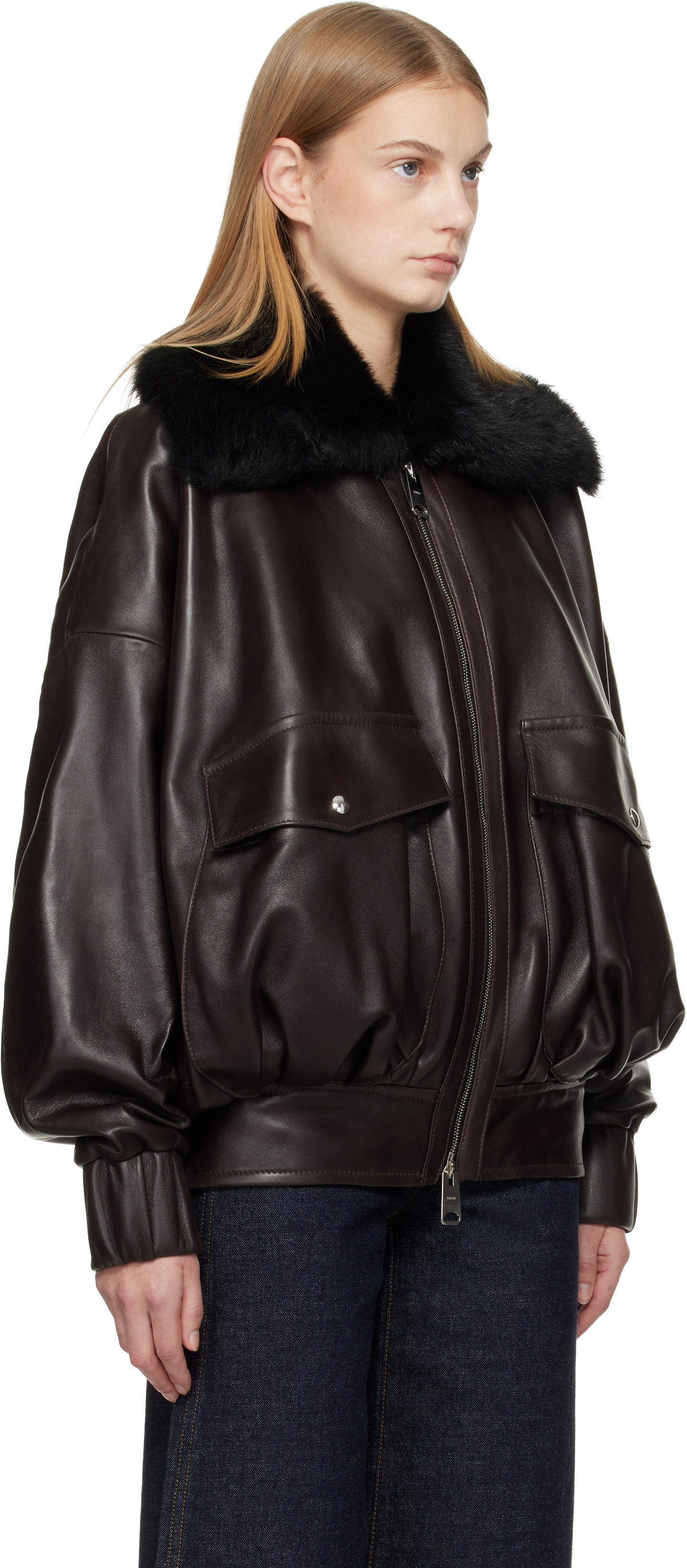 KHAITE Brown Daemon Leather Jacket