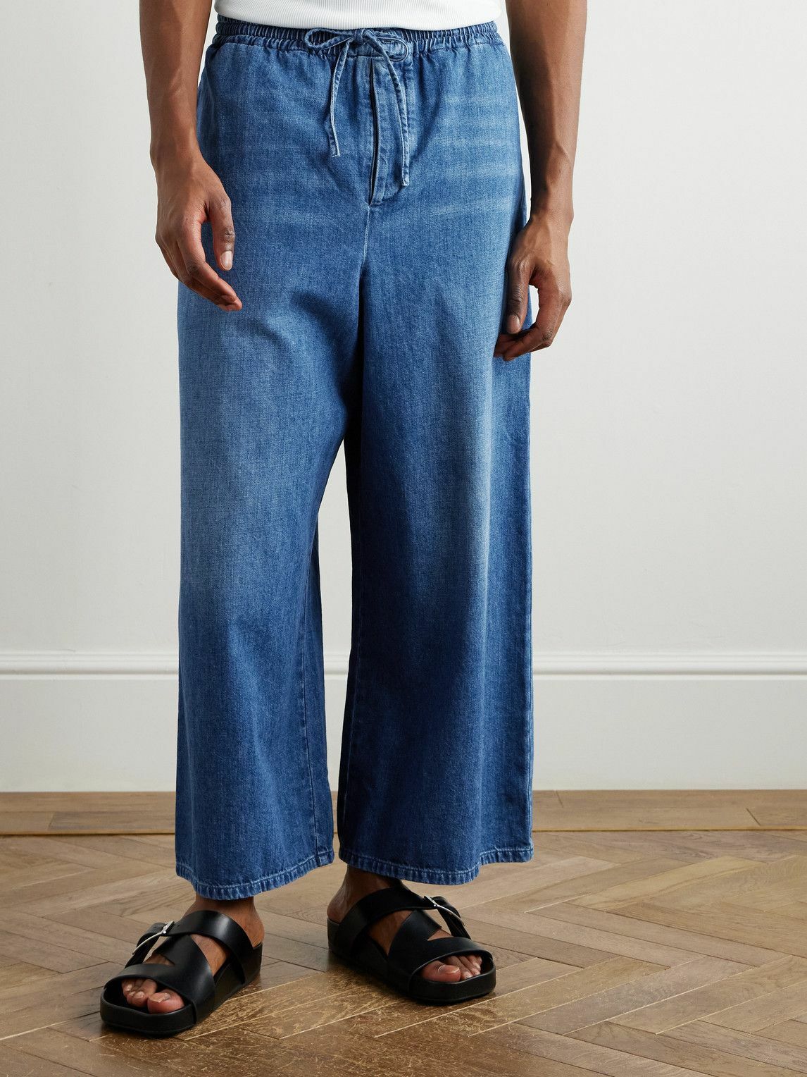 Paula's Ibiza ワイドパンツ LOEWE - Paula's Ibiza Wide-Leg Cropped Drawstring Jeans