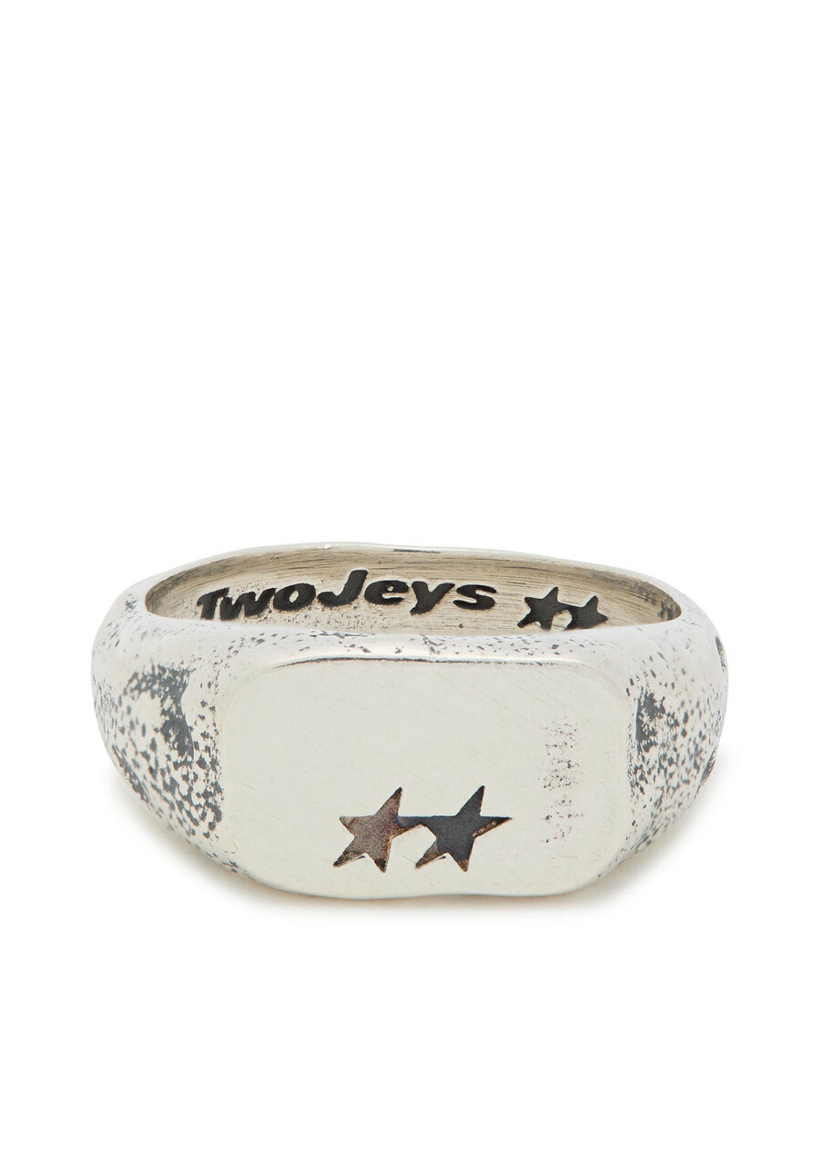 Twojeys Elongated Sterling Silver-plated Brass Signet Ring