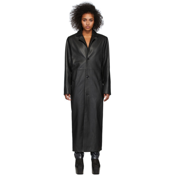 Mowalola Black Leather LC Heat Coat Mowalola