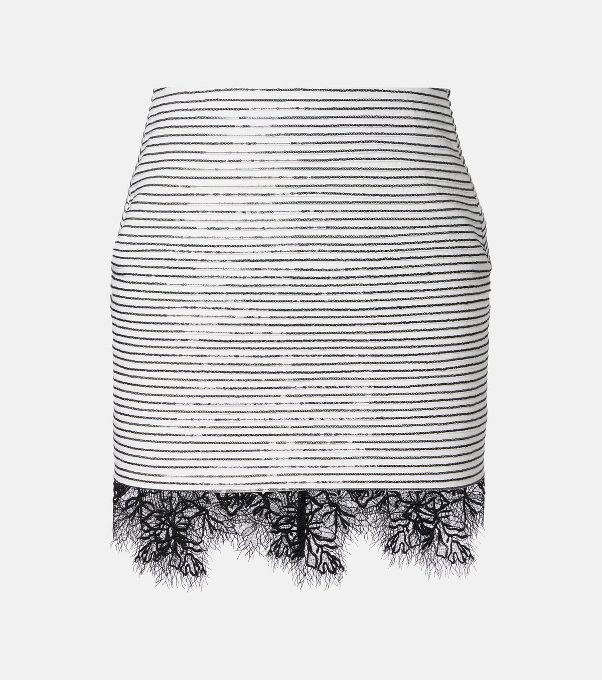Jacques Wei Lace-trimmed sequined cotton miniskirt