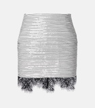 Jacques Wei Lace-trimmed sequined cotton miniskirt