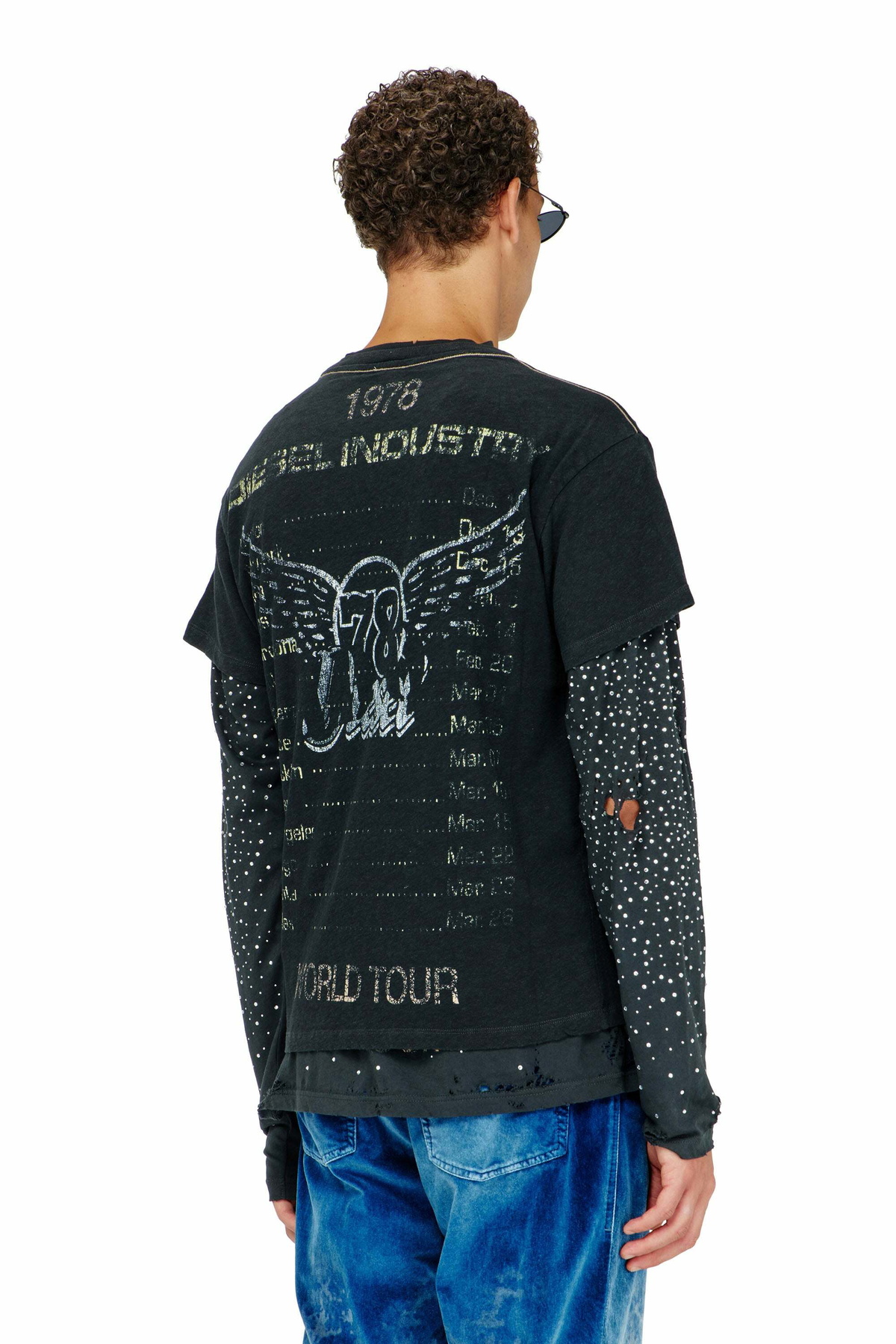 Diesel Cotton-hemp T-shirt with concert graphics - T-Shirts Mens in Black