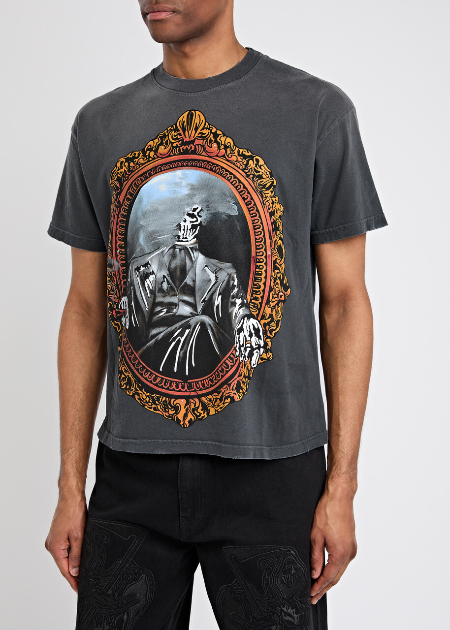 Warren Lotas Mirror Printed Cotton T-shirt Black