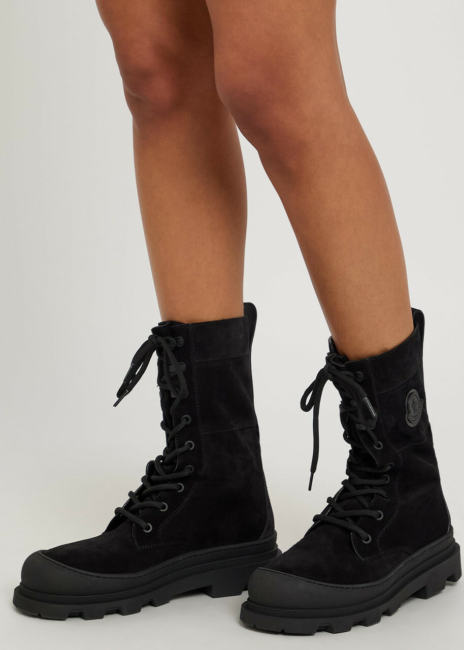 Moncler Vera High Suede Mid-calf Boots Black