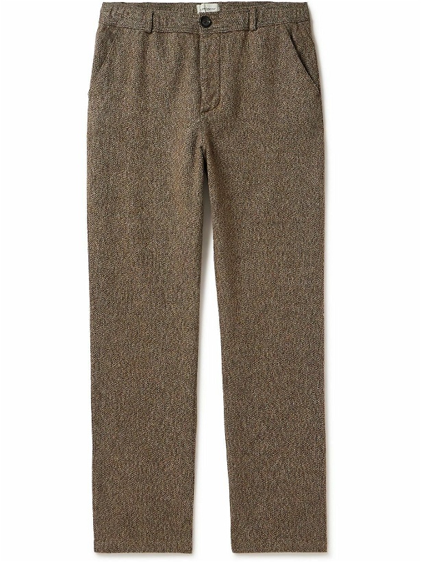 Photo: Oliver Spencer - Adler Straight-Leg Cotton-Tweed Trousers - Brown