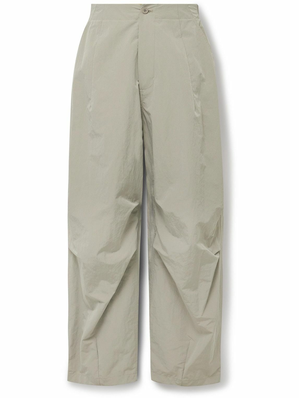 Photo: Amomento - Wide-Leg Pleated Nylon-Blend Micro-Ripstop Trousers - Gray