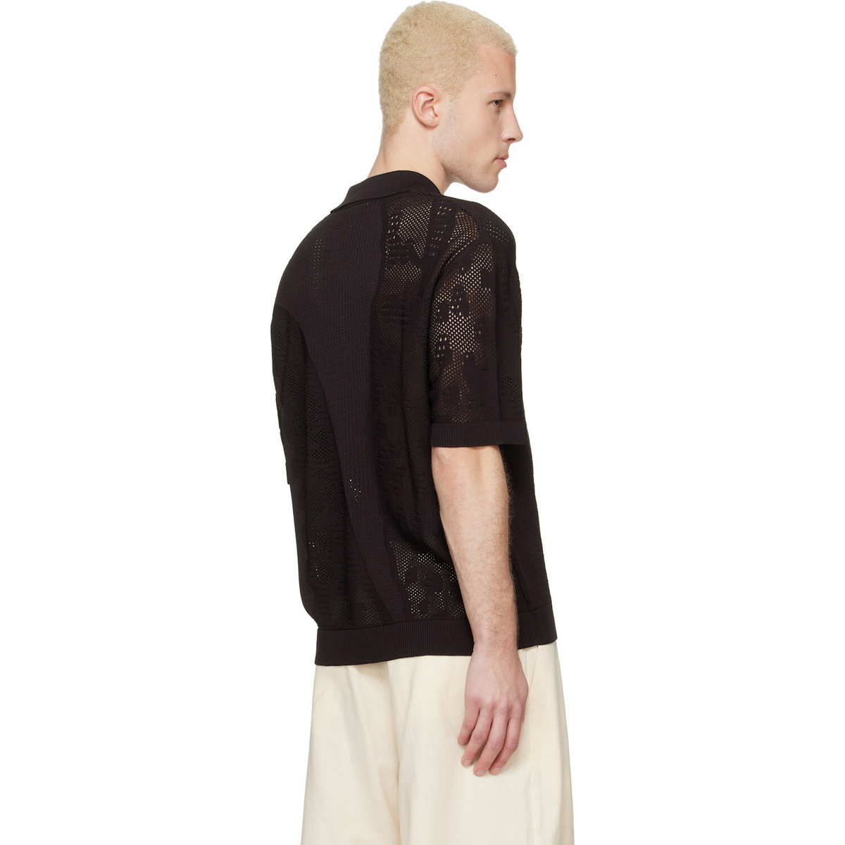 Lacoste Brown Lacy Knit Crocodile Shirt