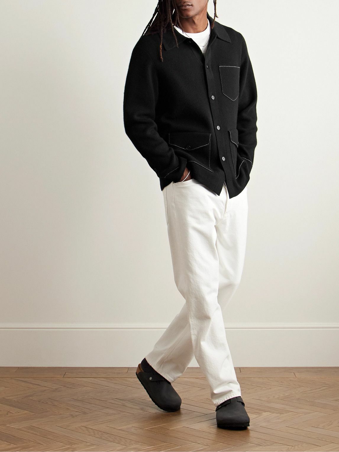 Guest In Residence - Industry Topstitched Cashmere Jacket - Black