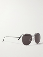 Balenciaga - Round-Frame Logo-Engraved Ruthenium Sunglasses