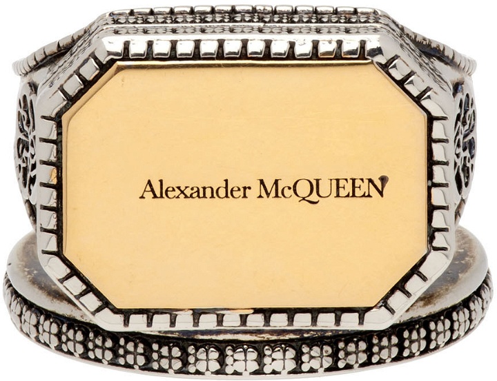 Photo: Alexander McQueen Silver & Gold Signature Signet Ring