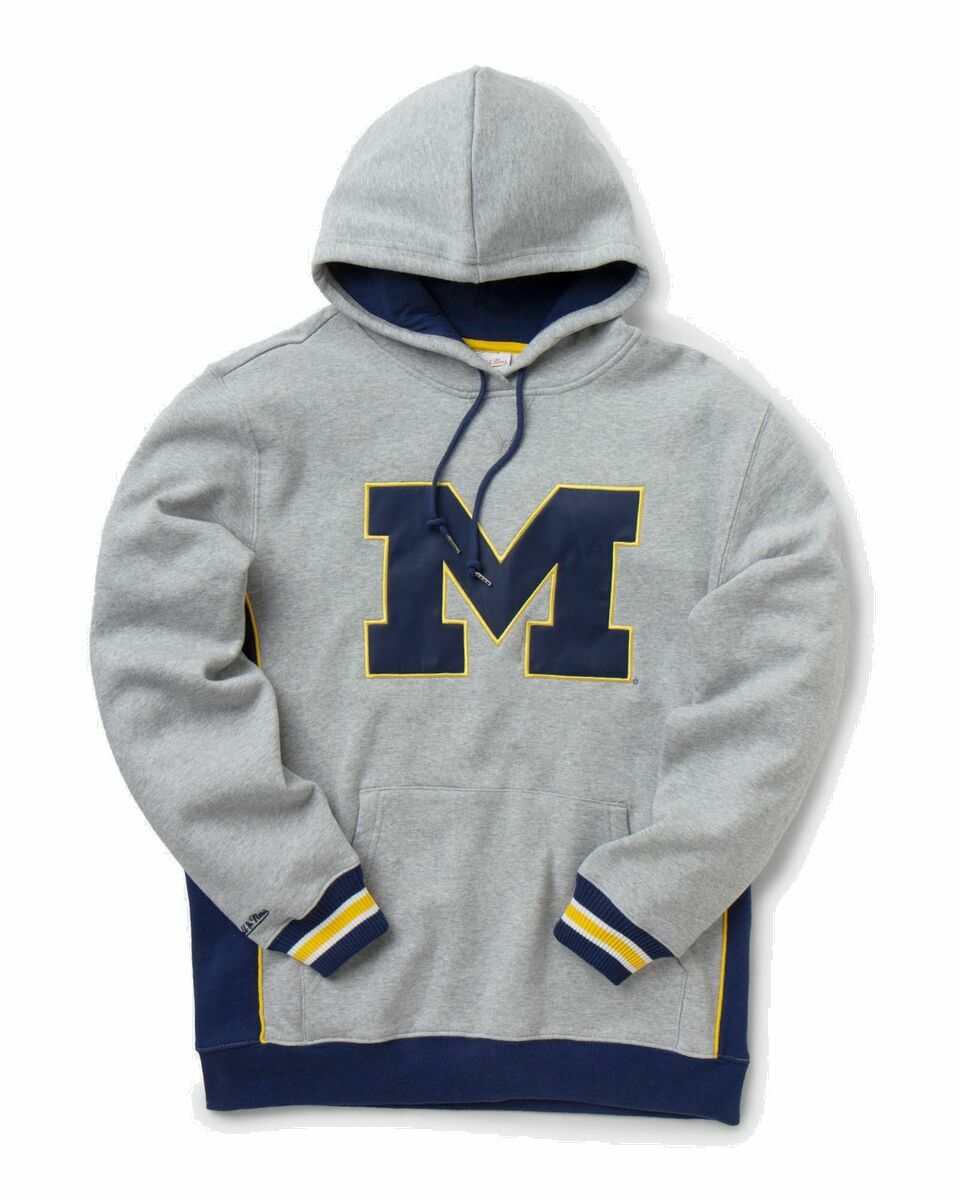 Photo: Mitchell & Ness Uni Of Michigan Pinnacle Heavyweight Fleece Hoodie Grey - Mens - Hoodies/Team Sweats