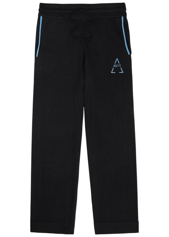 Photo: AN-Y1 Vita Logo-intarsia Cashmere Sweatpants Black