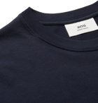 AMI PARIS - Logo-Embroidered Cotton-Jersey T-Shirt - Blue