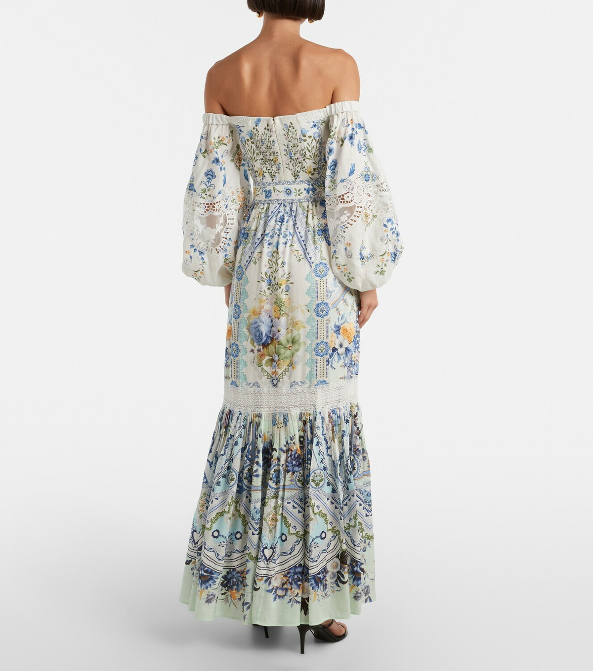 Camilla Floral off-shoulder linen and silk maxi dress