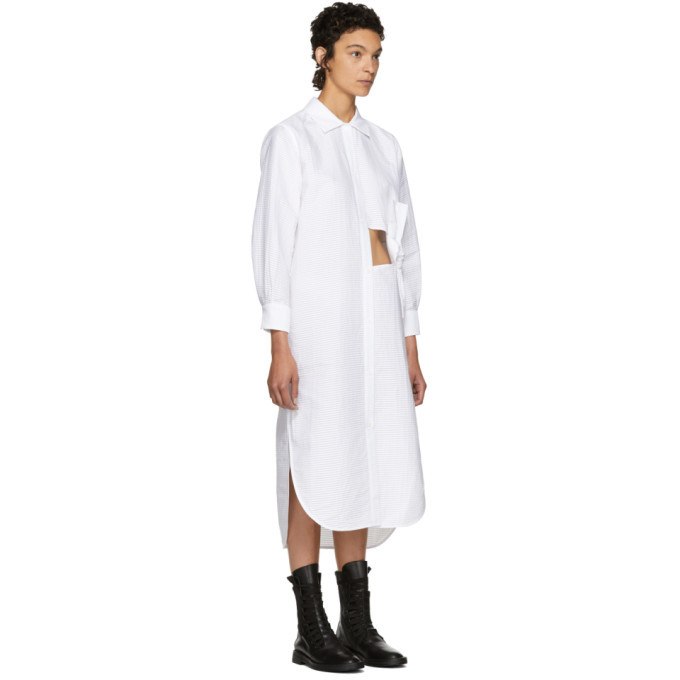 Roberts | Wood White Pleated Bow Shirt Dress