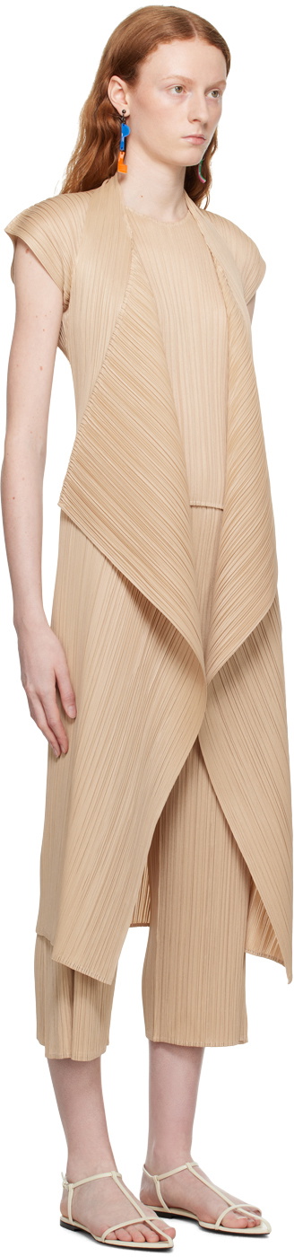 Pleats Please Issey Miyake Beige Monthly Colors June Vest Pleats