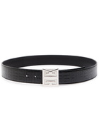 Givenchy Logo Embossed Leather Belt Black