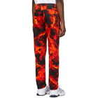 MSGM Black and Red Flame Print Jeans